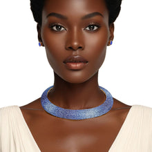 Load image into Gallery viewer, Collar Pave Blue Stone Torque Necklace for Women