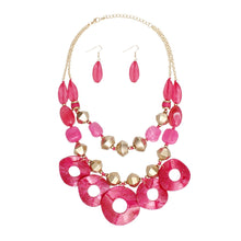 Load image into Gallery viewer, Statement Fuchsia and Gold Cosmic Layered Necklace