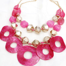 Load image into Gallery viewer, Statement Fuchsia and Gold Cosmic Layered Necklace