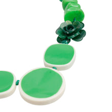 Load image into Gallery viewer, Beaded Artistic Green Flower Statement Necklace