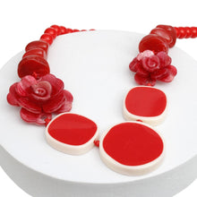 Load image into Gallery viewer, Beaded Artistic Red Flower Statement Necklace