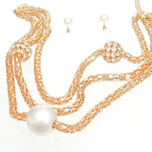 Load image into Gallery viewer, Layered Gold Mesh Snake Chain Ball Pearl Necklace