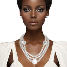Load image into Gallery viewer, Layered Silver Mesh Snake Chain Ball Pearl Set