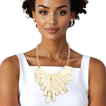 Load image into Gallery viewer, Bib Rigid Gold Oversized Metal Bar Plate Necklace