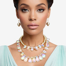Load image into Gallery viewer, Beaded Clear Iridescent Teardrop Bead Necklace