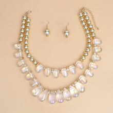 Load image into Gallery viewer, Beaded Clear Iridescent Teardrop Bead Necklace