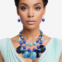 Load image into Gallery viewer, Beaded Fluid Artistic Blue Bead Marbled Disc Set