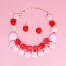 Load image into Gallery viewer, Bead Pink Marbled Geometric Chunky Necklace