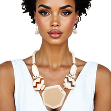 Load image into Gallery viewer, Beaded Pendant Ivory 70's Vibe Necklace for Women