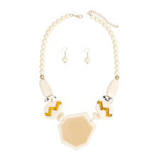 Load image into Gallery viewer, Beaded Pendant Ivory 70's Vibe Necklace for Women