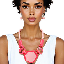 Load image into Gallery viewer, Beaded Pendant Pink 70's Vibe Necklace for Women