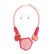 Load image into Gallery viewer, Beaded Pendant Pink 70's Vibe Necklace for Women