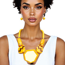 Load image into Gallery viewer, Beaded Pendant Yellow 70's Vibe Necklace for Women