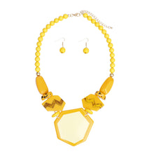 Load image into Gallery viewer, Beaded Pendant Yellow 70's Vibe Necklace for Women