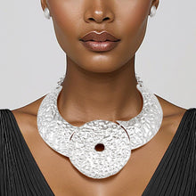 Load image into Gallery viewer, Bib Silver Warrior Chic Armor Plate Disc Necklace