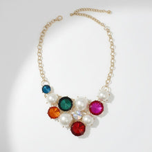 Load image into Gallery viewer, Bib Chunky Multi Crystal Pearl Evening Necklace