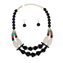 Load image into Gallery viewer, Beaded Black Stone Ethnic Chic Layered Necklace