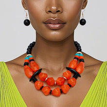 Load image into Gallery viewer, Beaded Orange Stone Ethnic Chic Layered Necklace