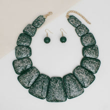 Load image into Gallery viewer, Bib Green Resin and Silver Confetti Large Necklace