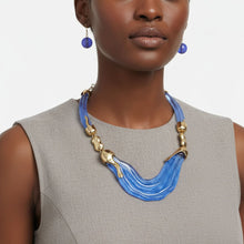 Load image into Gallery viewer, Bib Transparent Blue Melted Design Necklace