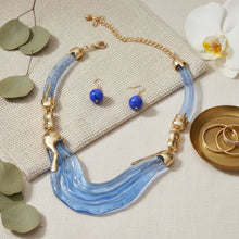 Load image into Gallery viewer, Bib Transparent Blue Melted Design Necklace