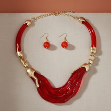 Load image into Gallery viewer, Bib Transparent Red Melted Design Necklace