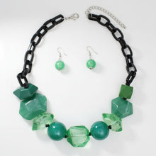 Load image into Gallery viewer, Beaded Green Chunky Mixed Bead Tribal Necklace