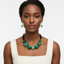 Load image into Gallery viewer, Beaded Green Chunky Mixed Bead Tribal Necklace