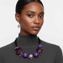 Load image into Gallery viewer, Beaded Purple Chunky Mixed Bead Tribal Necklace