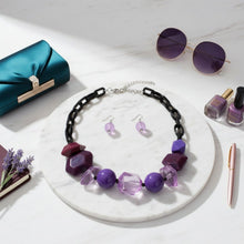 Load image into Gallery viewer, Beaded Purple Chunky Mixed Bead Tribal Necklace