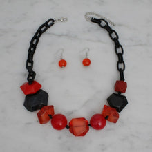 Load image into Gallery viewer, Beaded Red Chunky Mixed Bead Tribal Necklace
