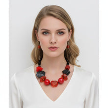 Load image into Gallery viewer, Beaded Red Chunky Mixed Bead Tribal Necklace