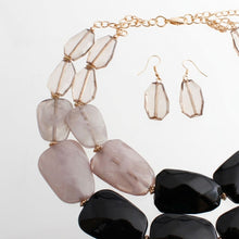 Load image into Gallery viewer, Marbled Black & White Bead Collar Layer Necklace