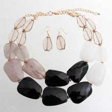 Load image into Gallery viewer, Marbled Black & White Bead Collar Layer Necklace