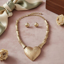 Load image into Gallery viewer, Pendant Matte Gold Bamboo Heart Modern Necklace
