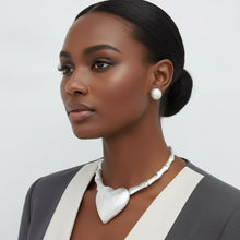 Load image into Gallery viewer, Pendant Matte Silver Bamboo Heart Modern Necklace