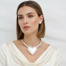 Load image into Gallery viewer, Pendant Matte Silver Bamboo Heart Modern Necklace