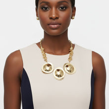 Load image into Gallery viewer, Bib Polished Gold Sculptural Metal Disc Necklace