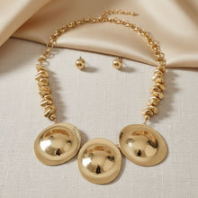 Load image into Gallery viewer, Bib Polished Gold Sculptural Metal Disc Necklace
