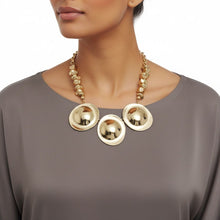 Load image into Gallery viewer, Bib Polished Gold Sculptural Metal Disc Necklace