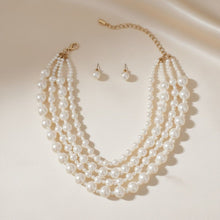 Load image into Gallery viewer, Cream Pearl Sophisticated 4 Layer Classic Necklace