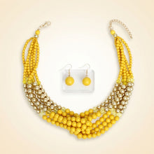Load image into Gallery viewer, Yellow Colorblock Bead Looped Layer Necklace