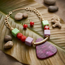 Load image into Gallery viewer, Multi Geometric Pendant Marbled Modern Necklace