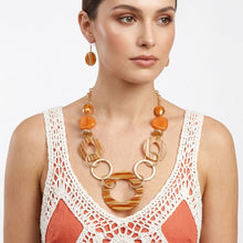 Load image into Gallery viewer, Long Orange Stripe Mixed Elements Link Necklace
