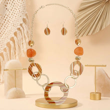 Load image into Gallery viewer, Long Orange Stripe Mixed Elements Link Necklace