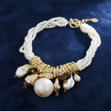 Load image into Gallery viewer, Toggle 6 Strand Cream Natural Faux Pearl Choker