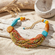 Load image into Gallery viewer, Vibrant Retro Seed Bead and Cracked Bead Necklace