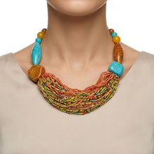 Load image into Gallery viewer, Vibrant Retro Seed Bead and Cracked Bead Necklace