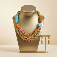 Load image into Gallery viewer, Vibrant Retro Seed Bead and Cracked Bead Necklace