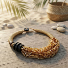 Load image into Gallery viewer, Toggle Twisted Helix Seed Bead Offset Necklace